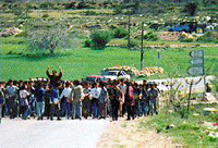 Photo: Students leave Birzeit University to march to Ramallah