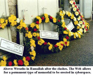 Photo: Wreaths outside a Ramallah flower shop during the clashes
